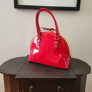 Bright red patent leather retro inspired purse
